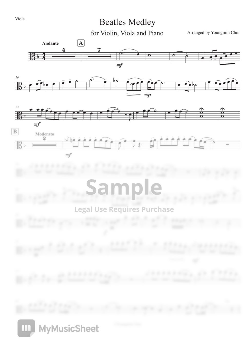 Beatles - Beatles medley for Violin, Viola, Piano (Violin/Viola/Piano) by Youngmin Choi