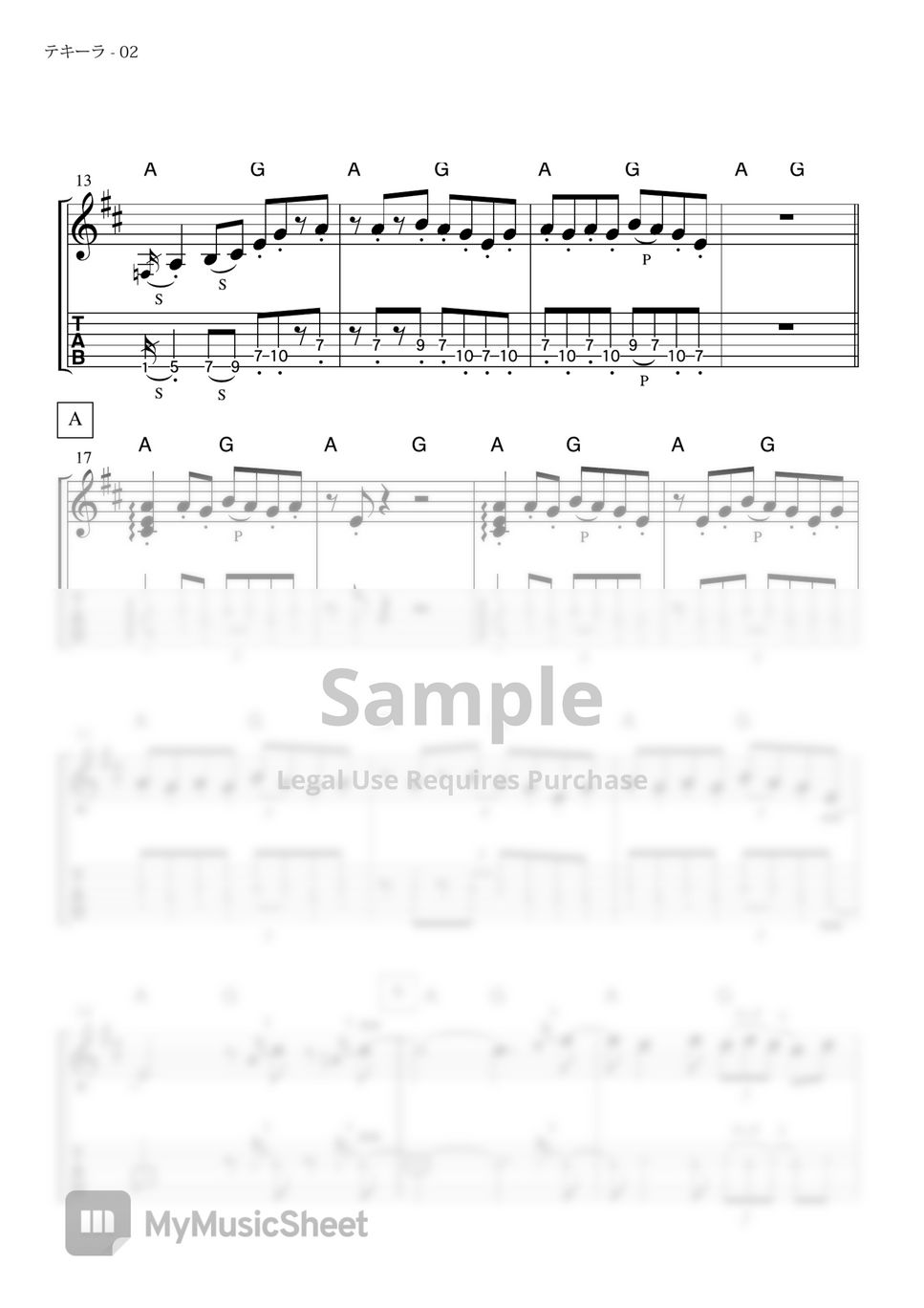 THE VENTURES TEQUILA (VENTURES SOUND ELECTRIC GUITAR) Sheets by Far East Island Record