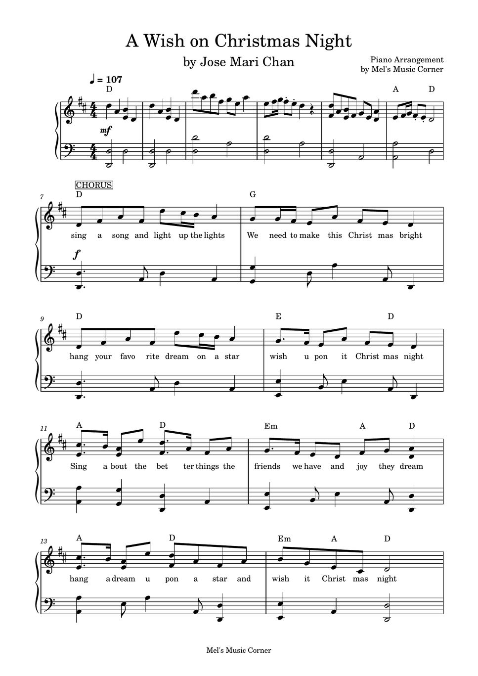 Jose mari chan a wish on christmas night piano sheet music sheets