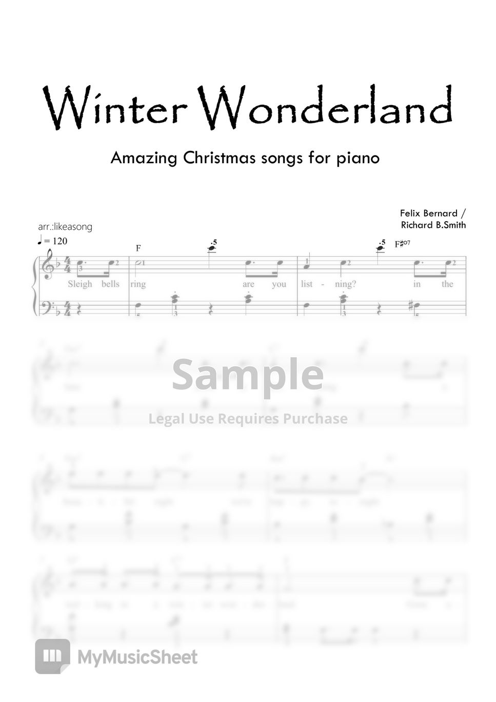 Felix Bernard / Richard B.Smith - Winter Wonderland(easy Piano Solo ...