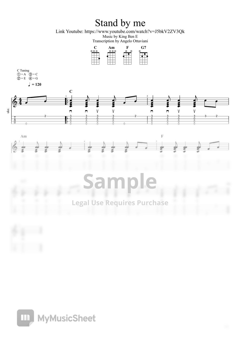 Stand by me on sale ukulele tab