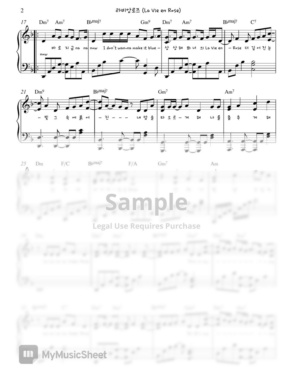 IZ*ONE (아이즈원) - 라비앙로즈 (La Vie en Rose) Piano Sheet by. Gloria L.