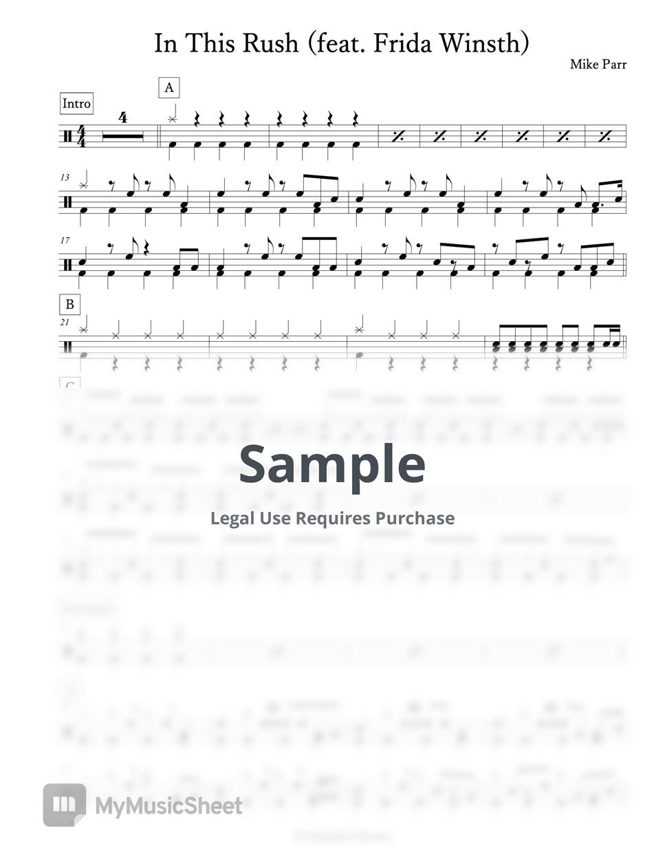 Mike Parr - In This Rush Sheets by Arkadia Drums