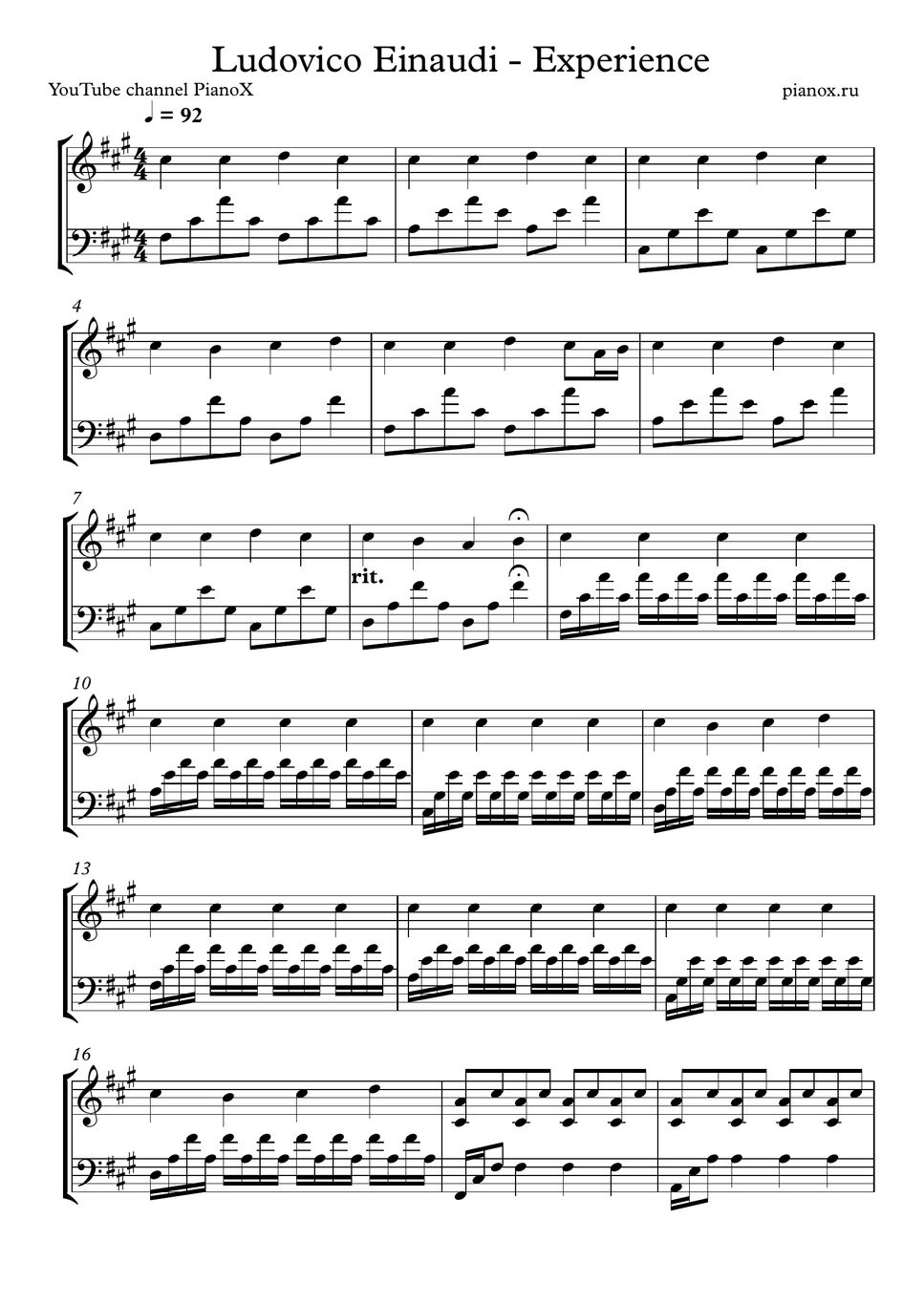 Ludovico Einaudi Experience Spartito by PianoX