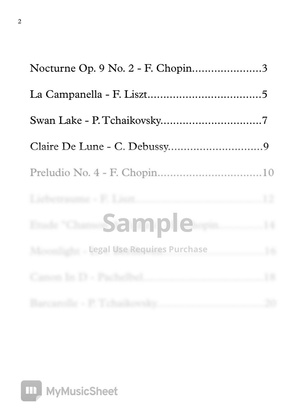 Chopin, Beethoven, Liszt, Tchaikovsky - 10 Partituras de Música Clásica by Ezequiel Coria
