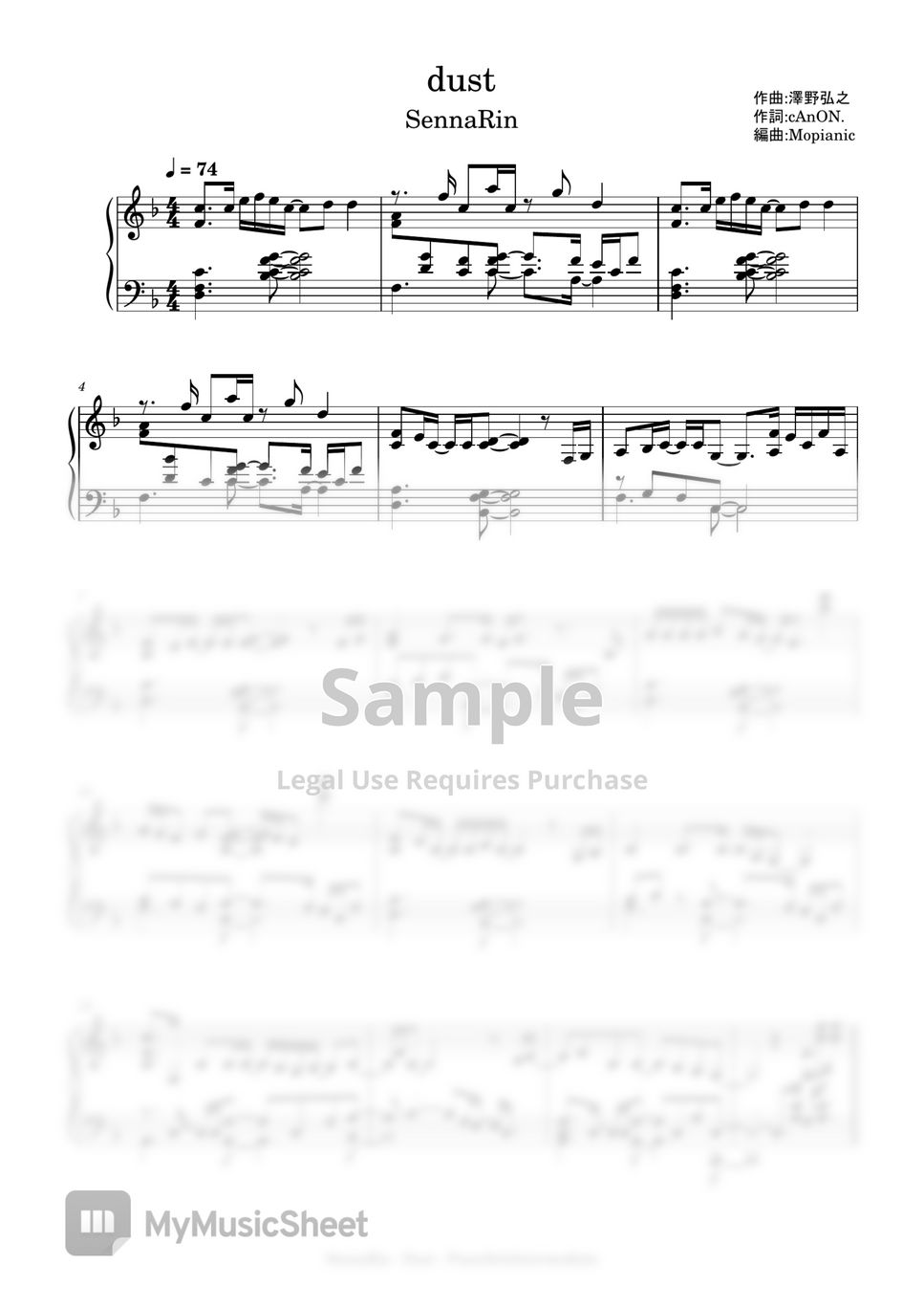 SennaRin - dust (intermediate, piano) by Mopianic