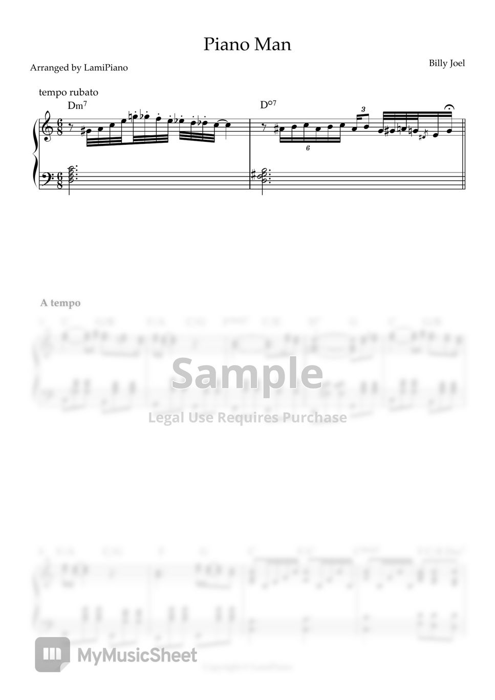 Billy Joel - Piano Man (Pop / Chords / solo piano) by LamiPiano
