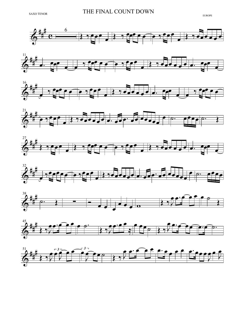 The final countdown europe tenor sopranosax sheet by ismael dorado