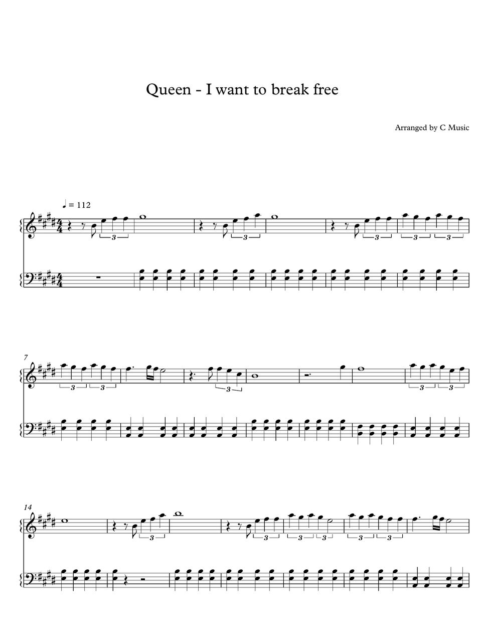 Queen I want to break free Spartito by C Music