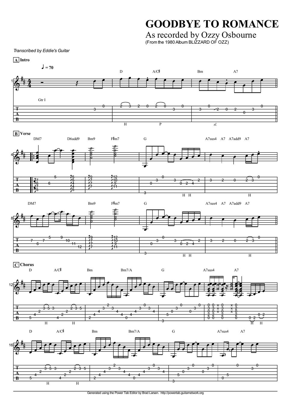 ozzy osbourne paranoid tabs