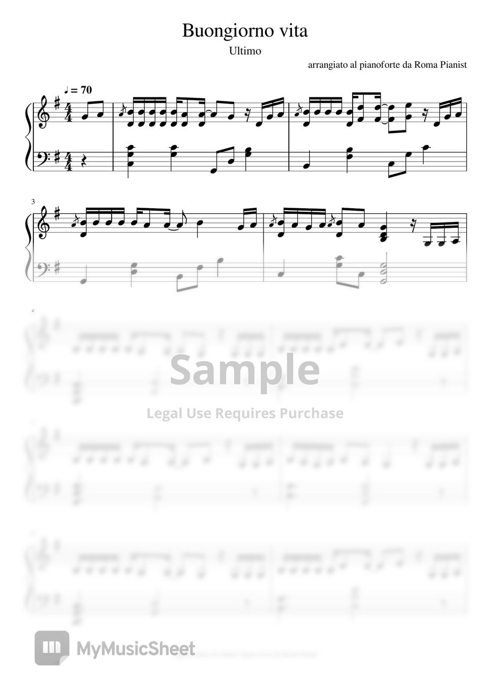 Ultimo - Piccola stella sheet music for piano [PDF], Piano&Vocal