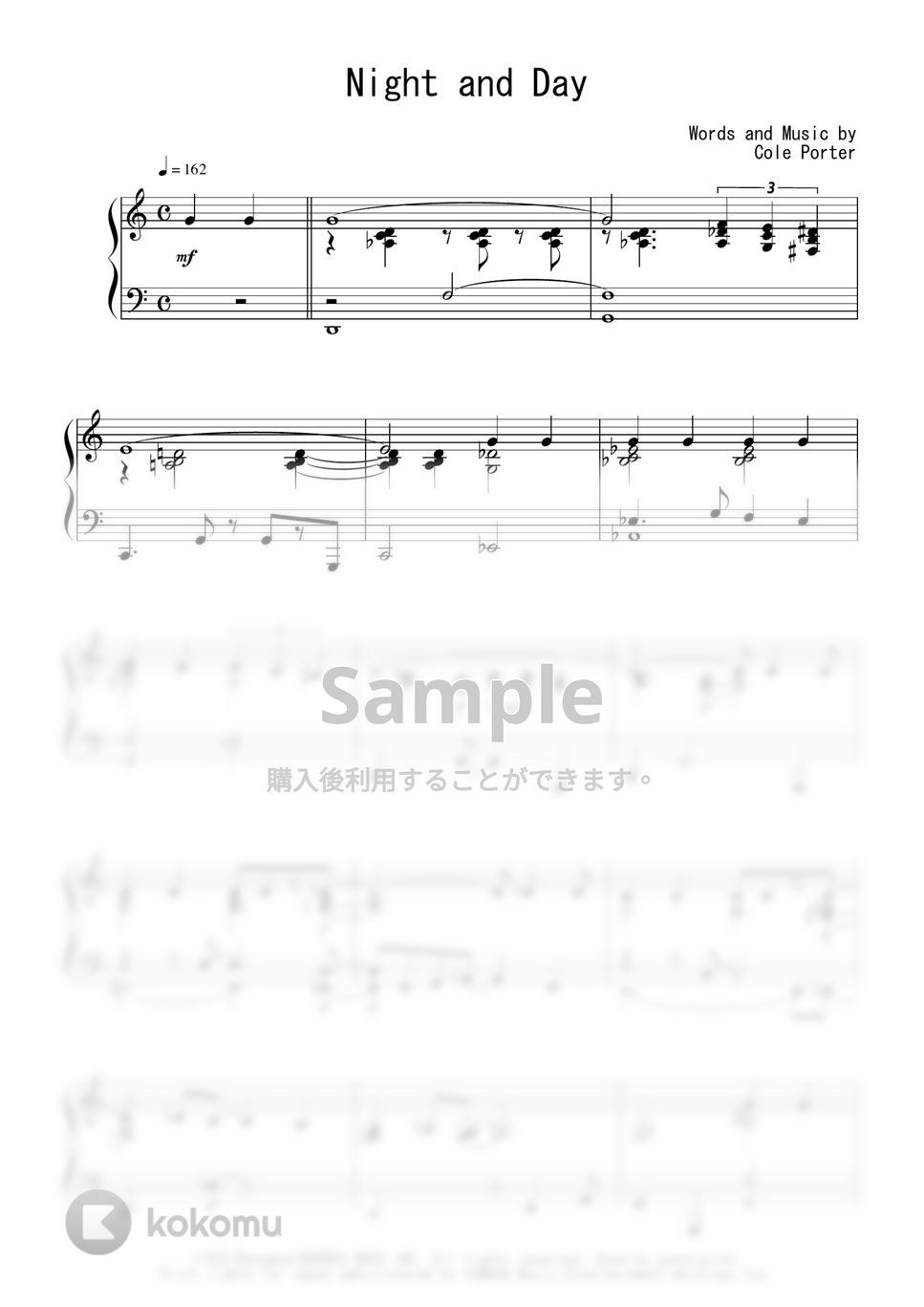 コール・ポーター - Night and Day 楽譜 by Peony