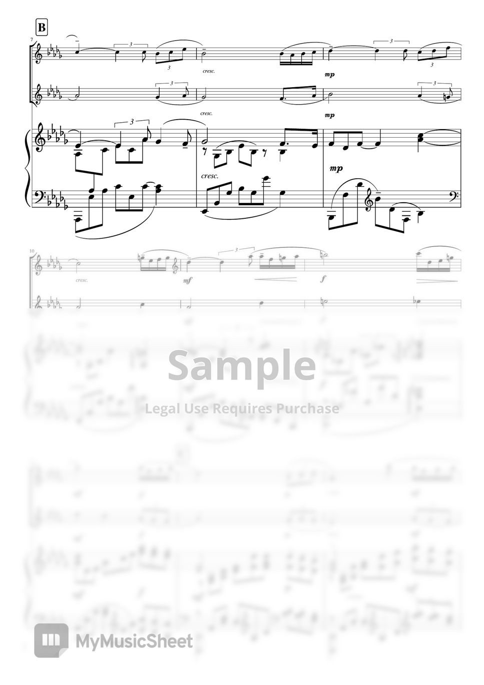 S.Rachmaninov - 18th Theme from Rhapsody on a Theme of Paganini (D♭・Pianotrio Intermediate to Advanced (Flute & Violin)) by pfkaori