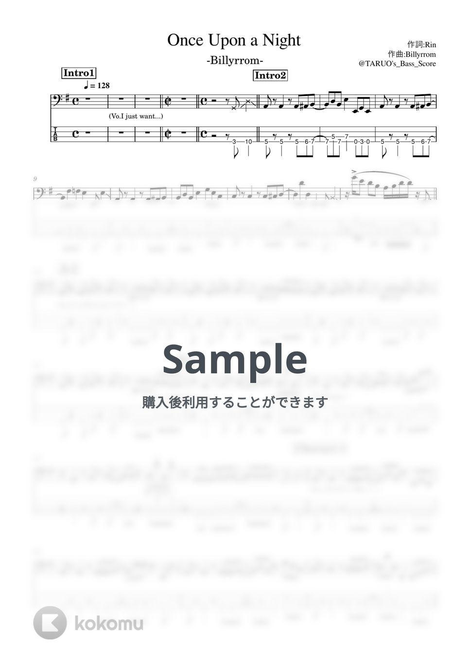 Billyrrom - Once Upon a Night (Billyrrom) by TARUO&#x27;s_Bass_Score