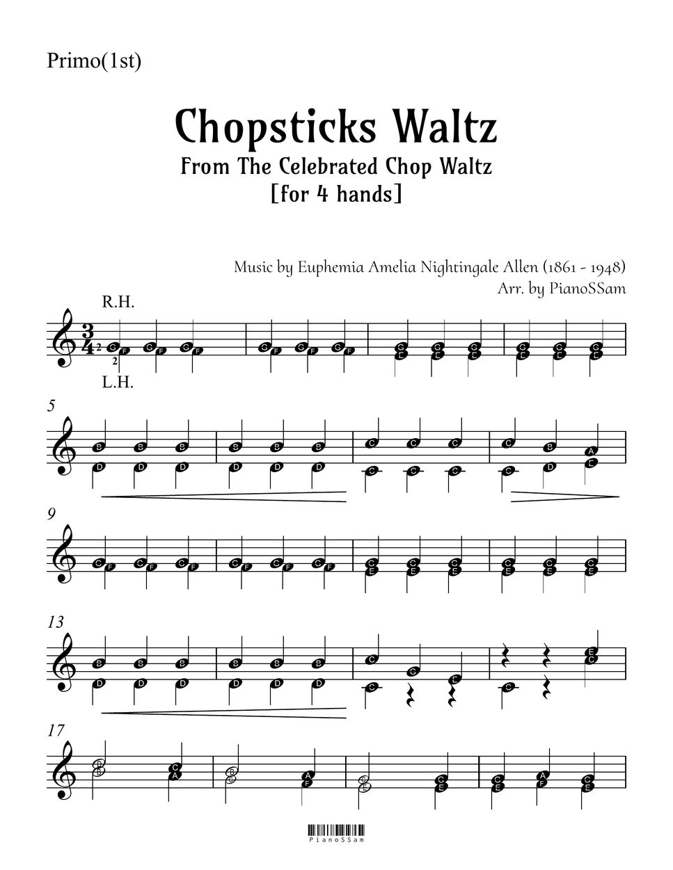 Euphemia Allen [Beginner] Chopsticks Waltz(젓가락 행진곡) 4 hands Piano