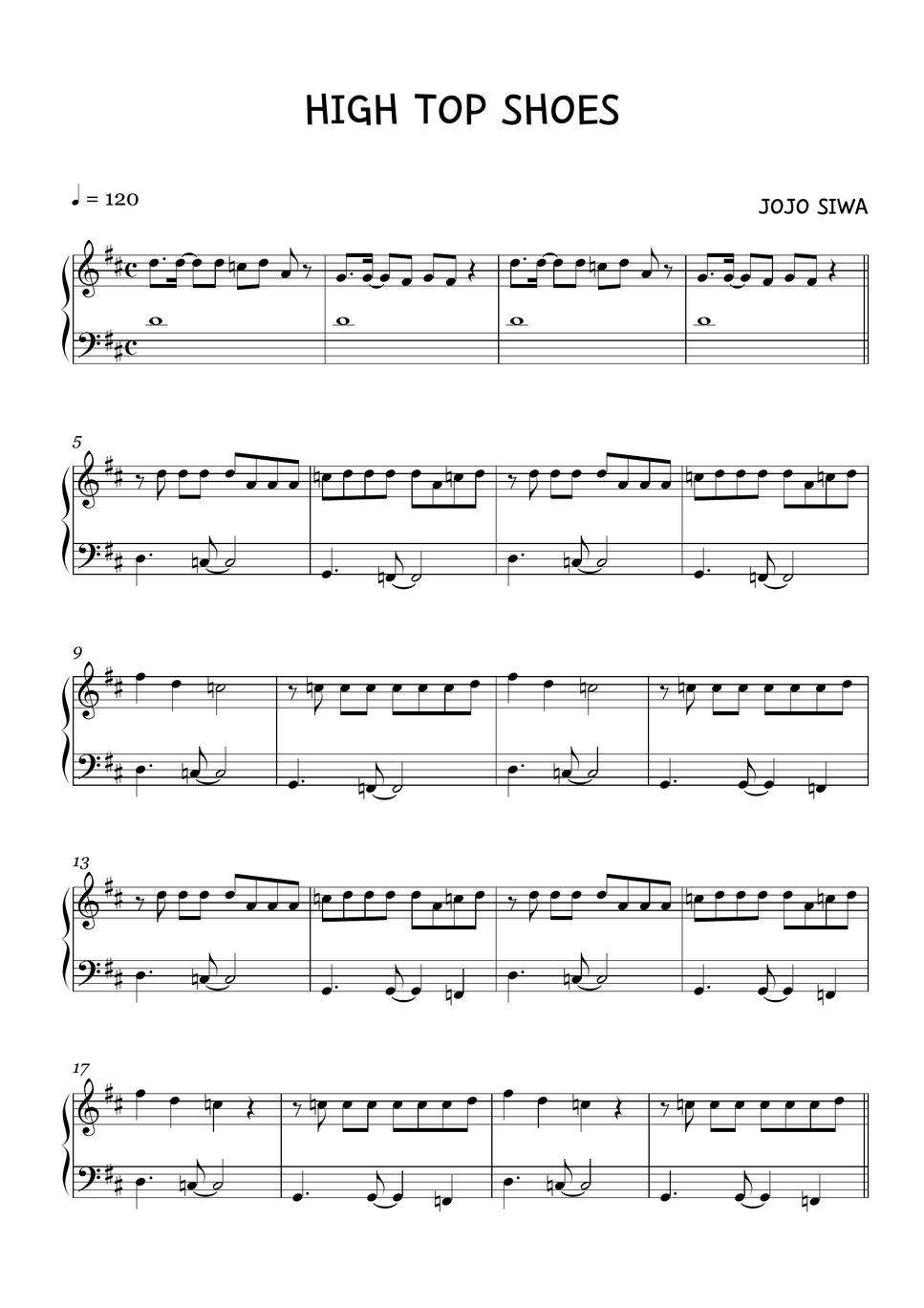 JoJo Siwa - HIGH TOP SHOES [Easy Version] Sheet