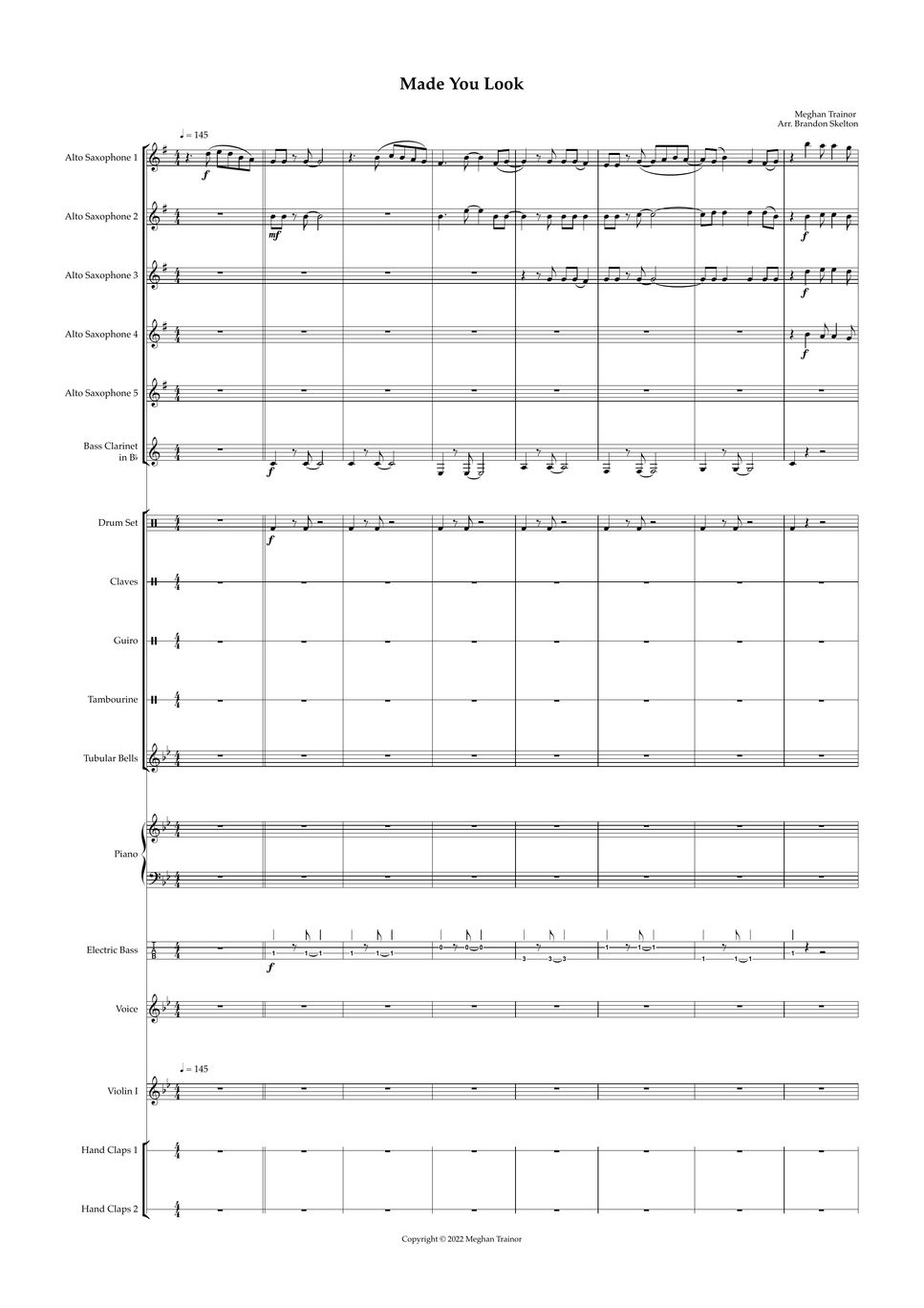 Meghan Trainor - Made You Look (Parts) Sheets by Brandon Skelton