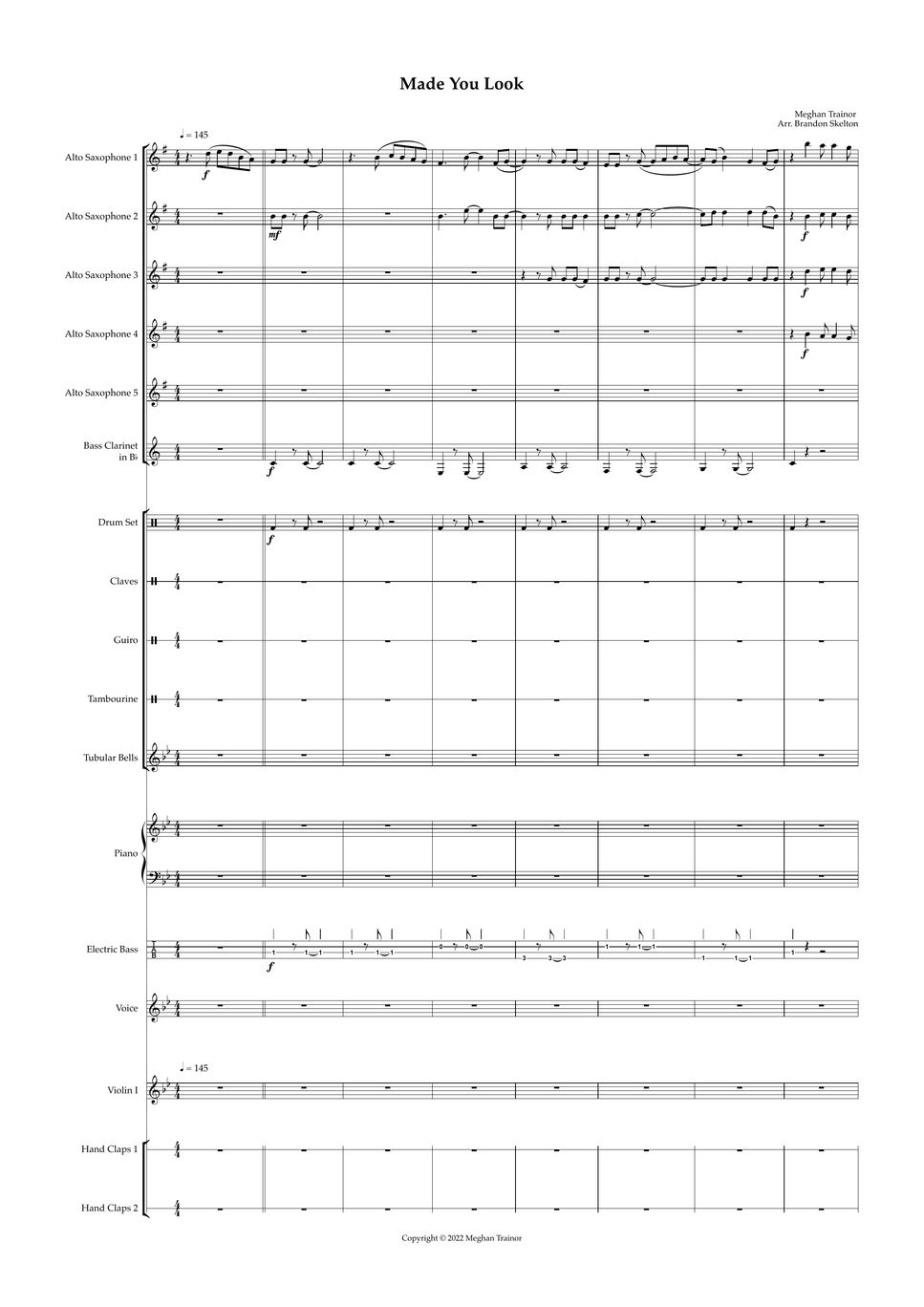 Meghan Trainor Made You Look (Full Score) Sheets by Brandon Skelton