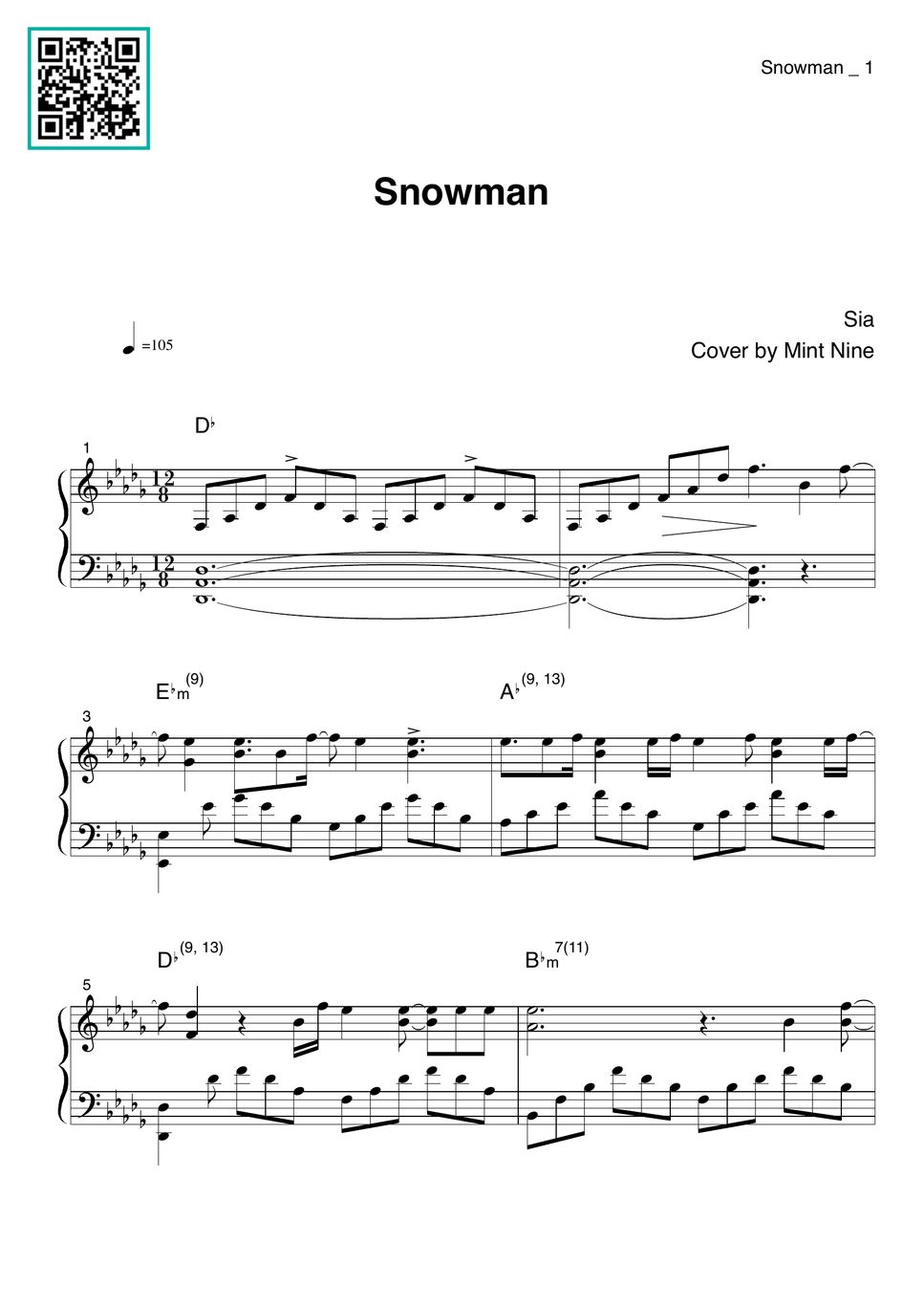 Sia - Snowman Sheet by Mint Nine