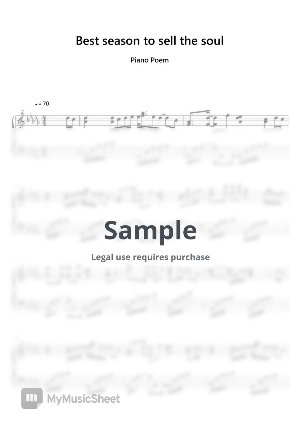피아노 포엠 Piano Poem - 영혼을 팔기 좋은 계절 Best season to sell the soul (Sheet ...