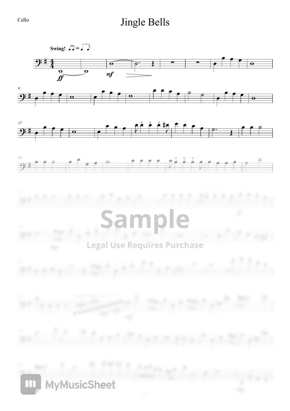 James Pierpont [Cello & Piano] Jingle Bells (Jazz ver.) Sheets by Nara Shin