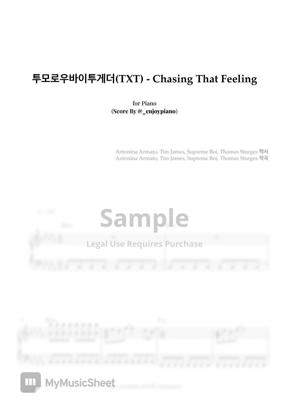 투모로우바이투게더(TXT, Tomorrow X Together) - Chasing That Feeling (Piano Cover) by @_enjoypiano