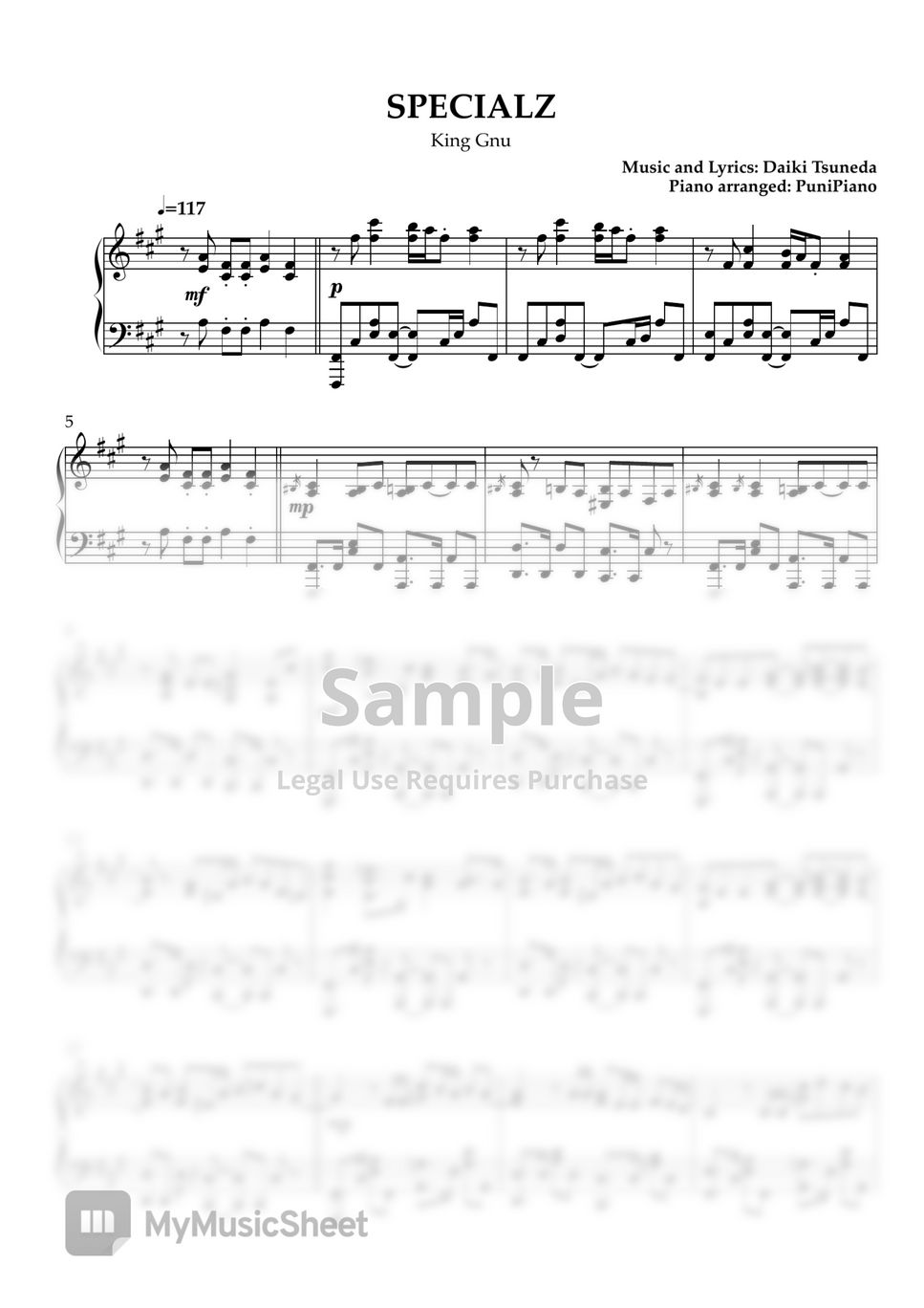 King gnu specialz sheets by punipiano
