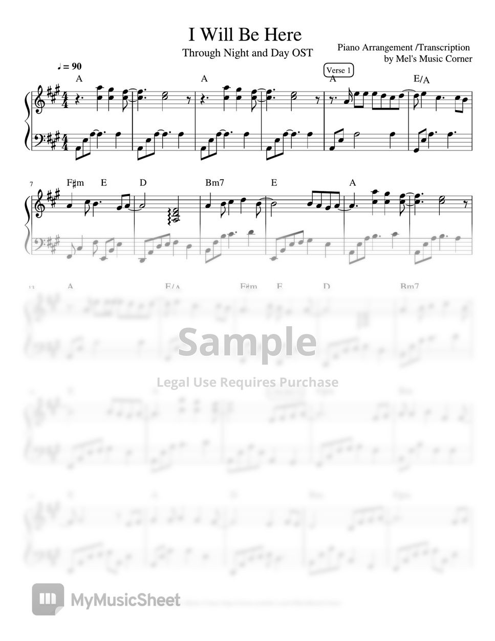 Steven Curtis Chapman - I Will be Here (piano sheet music) by Mel's Music Corner