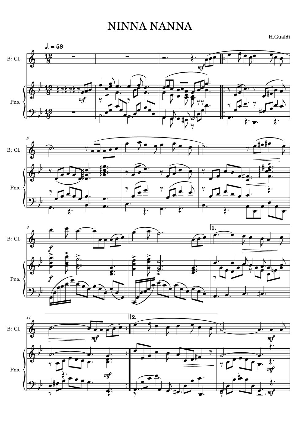 H.Gualdi - NINNA NANNA (클라리넷 / 피아노 반주/ Clarinet) by Paganic