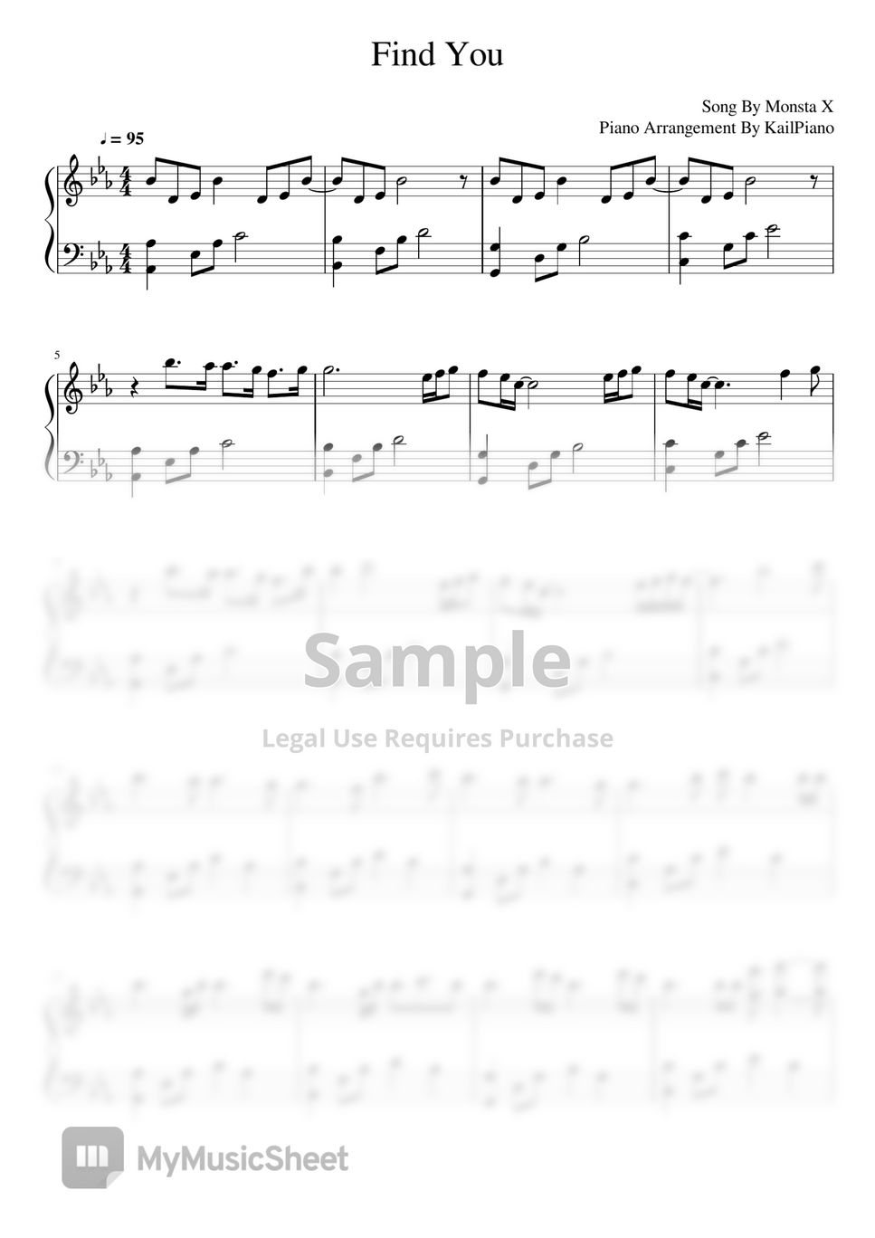 Monsta X - Find You (Piano Sheet) by Kailpiano
