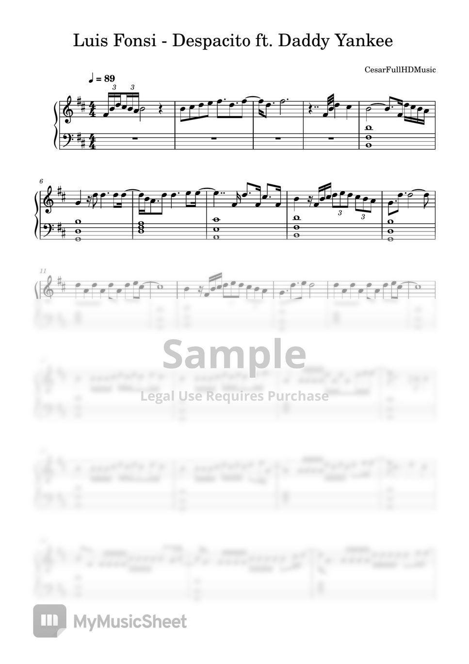 Luis Fonsi ft. Daddy Yankee Despacito Sheets