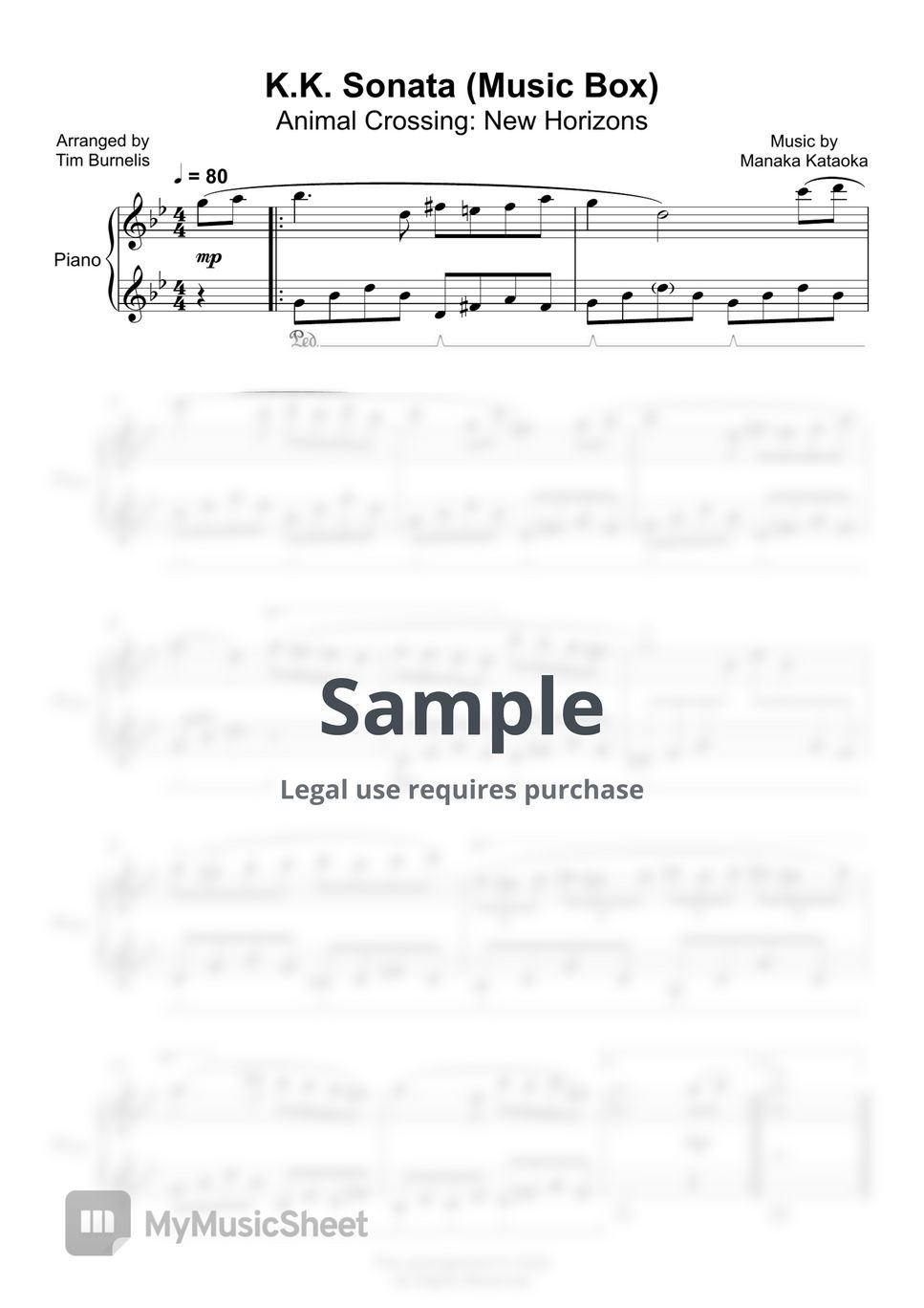 Animal Crossing: New Horizons - K.K. Sonata (Music Box) Sheets by Tim