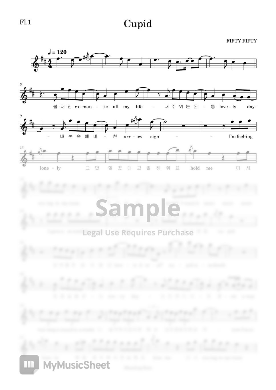 fifty fifty - Cupid (twin ver) (플루트 2중주 / Flute Duet) Sheets by 힐링플룻 ...