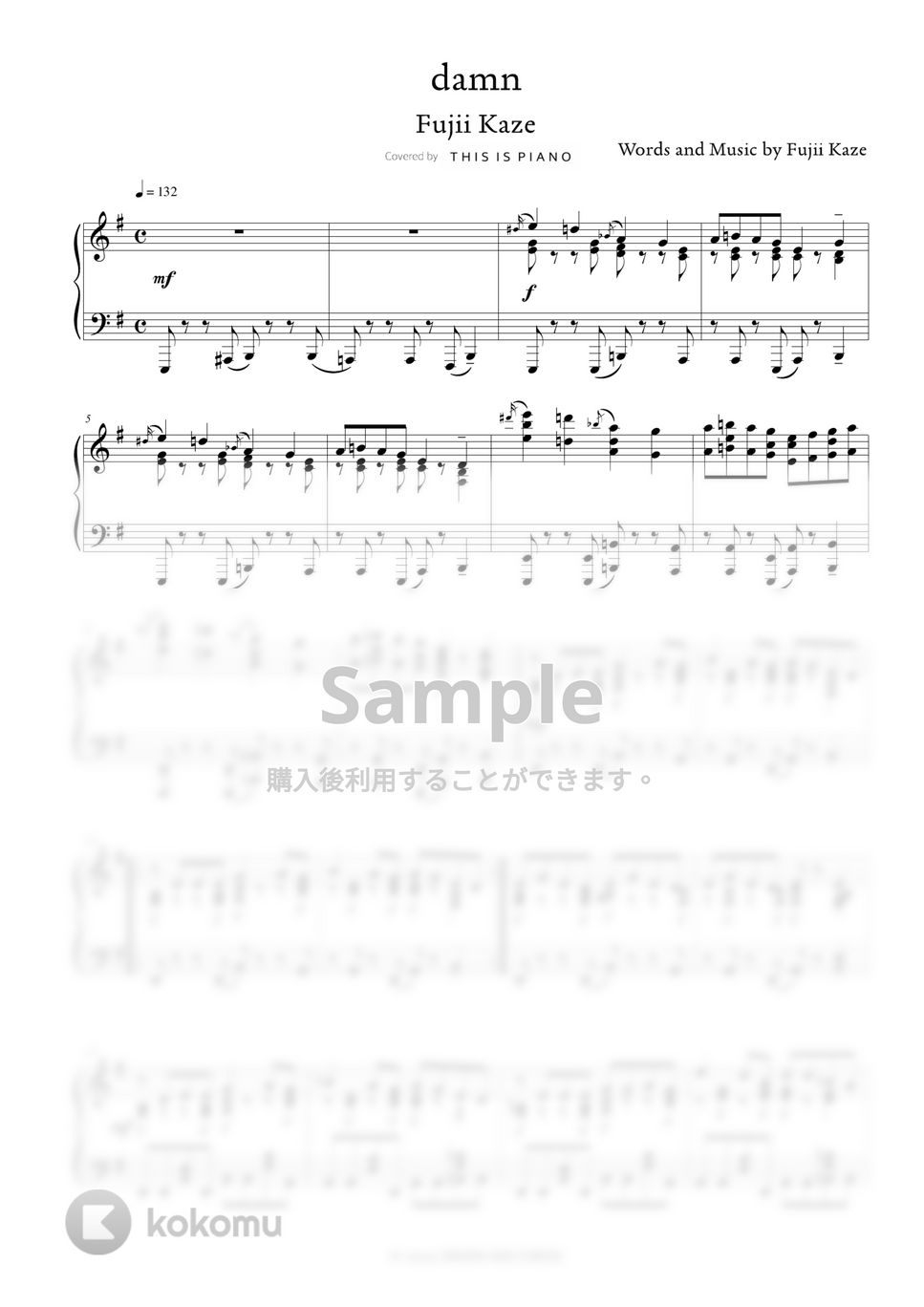 藤井風 - damn by THIS IS PIANO