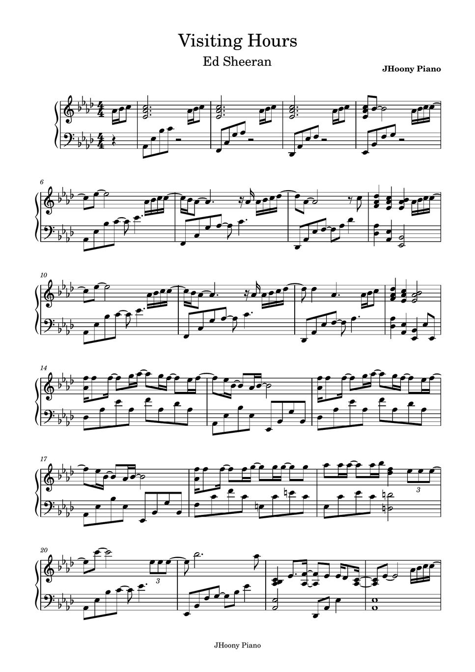 Ed Sheeran Visiting Hours Sheet by JHoony Piano