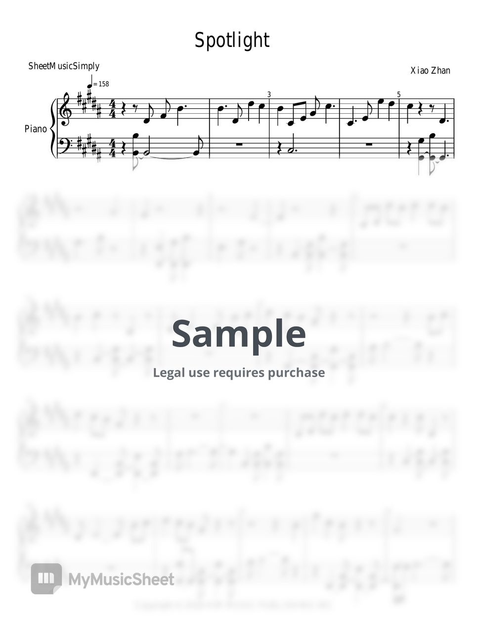 Xiao Zhan Spotlight Sheets by SheetMusicSimply