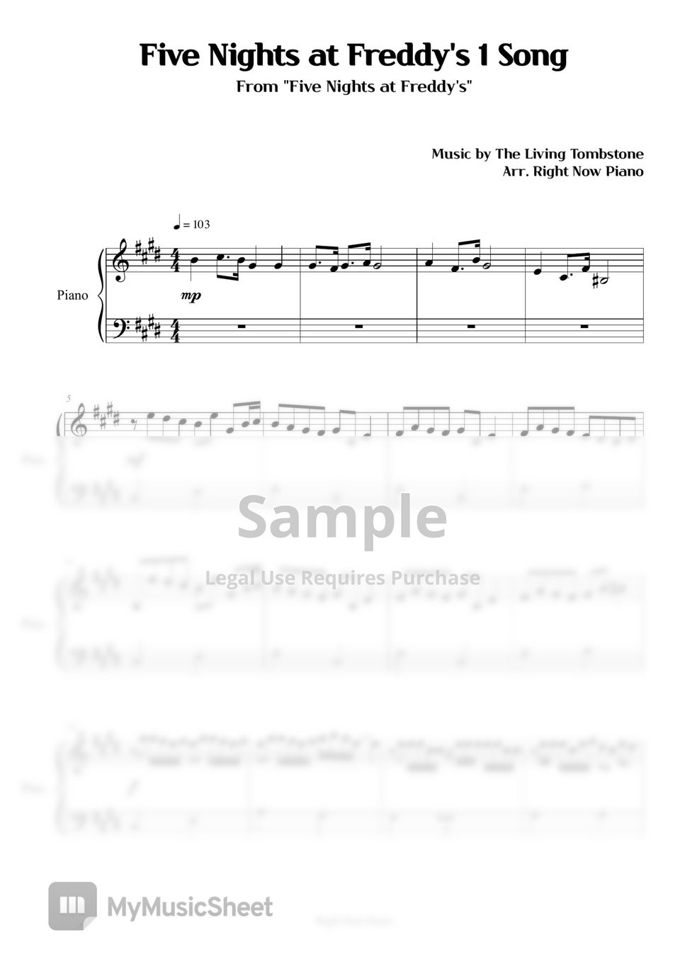 Five Nights At Freddy's Song (FNAF 1) Sheet music for Piano (Solo