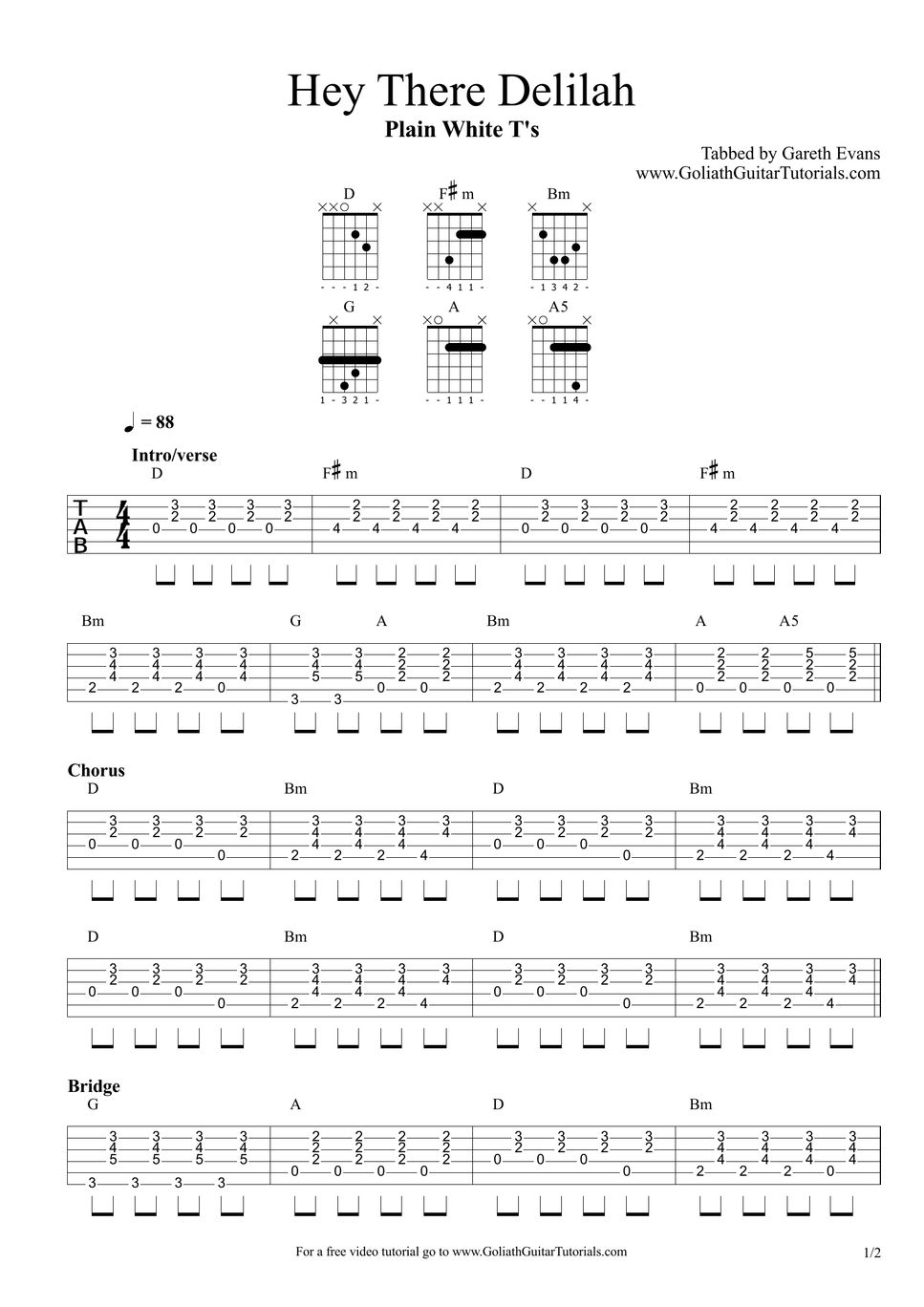 Plain White T's - Hey There Delilah by Goliath Guitar Tutorials