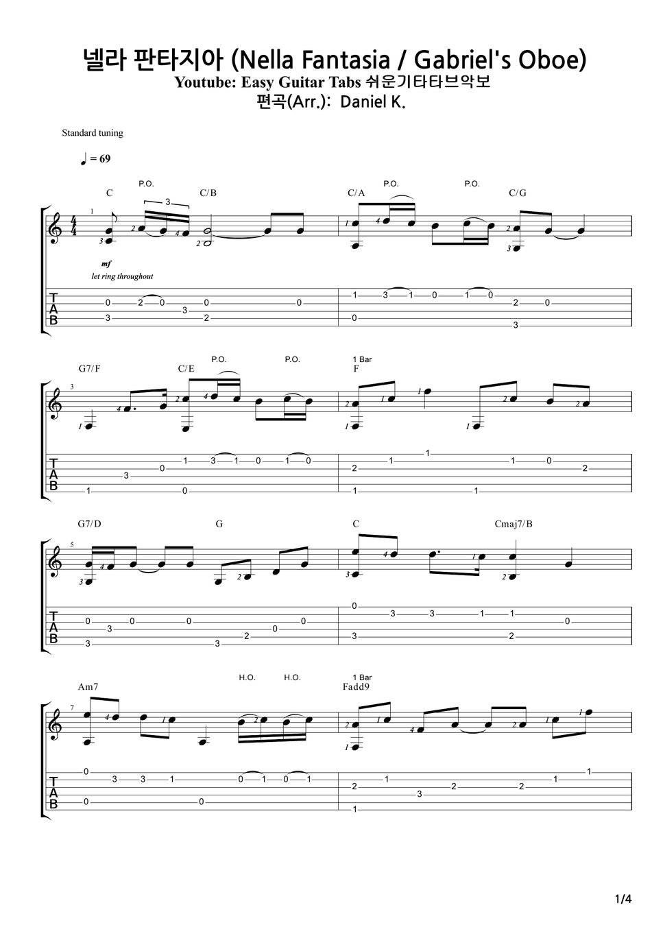 사라 브라이트먼 - 넬라 판타지아 (Nella Fantasia / Gabriel'S Oboe) Sheets By Daniel K.