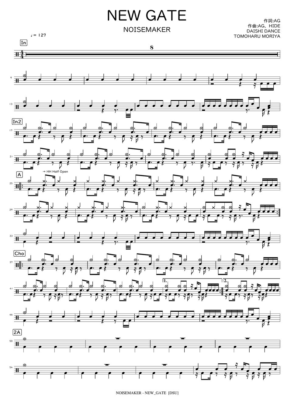 NOISEMAKER NEW GATE 楽譜 by DSU