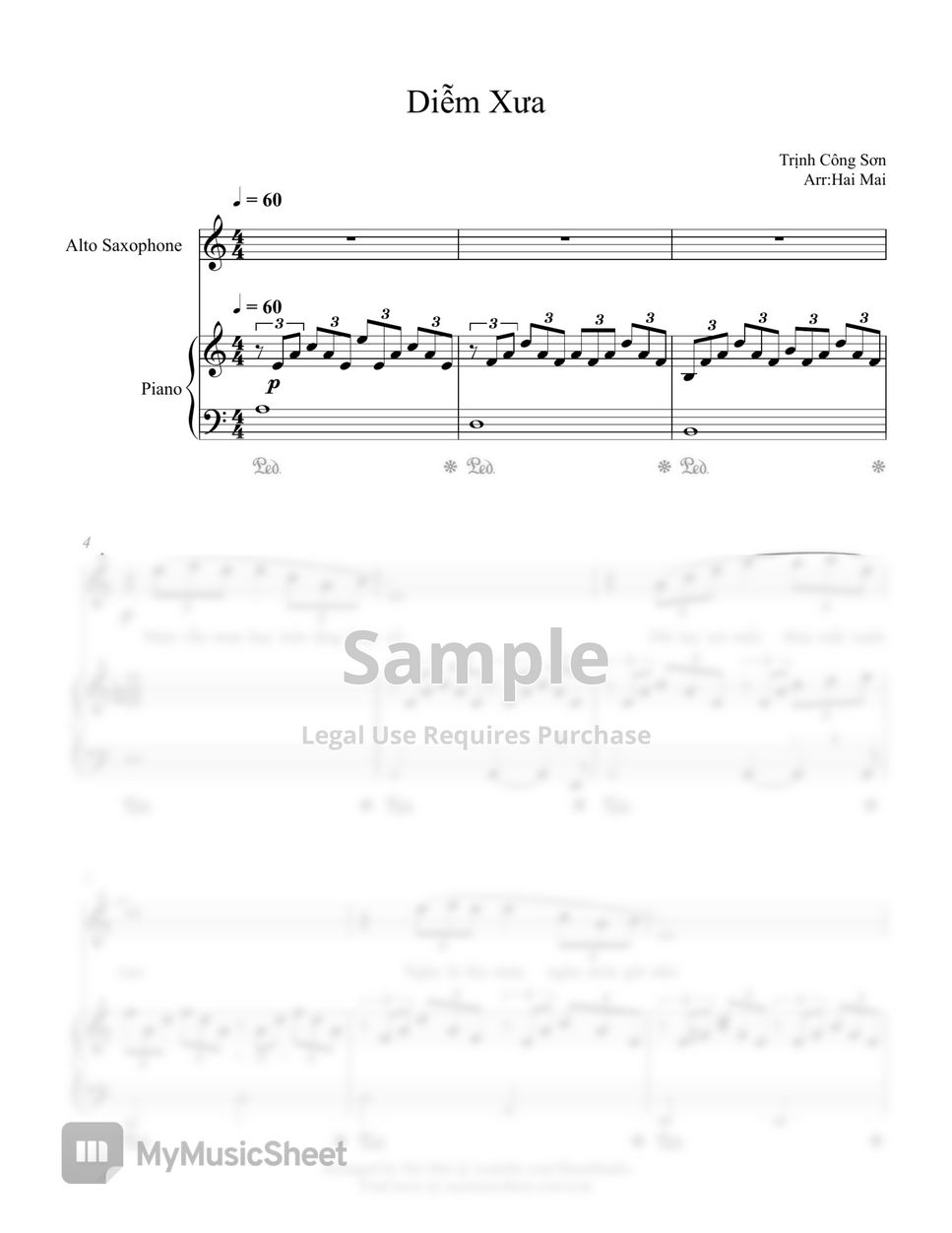 Diem Xua for Alto Saxophone and Piano Accompaniment by Hai Mai