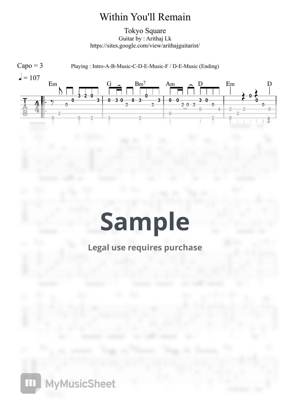 Tokyo Square - Within You'll Remain (Tokyo Square) - Fingerstyle Guitar