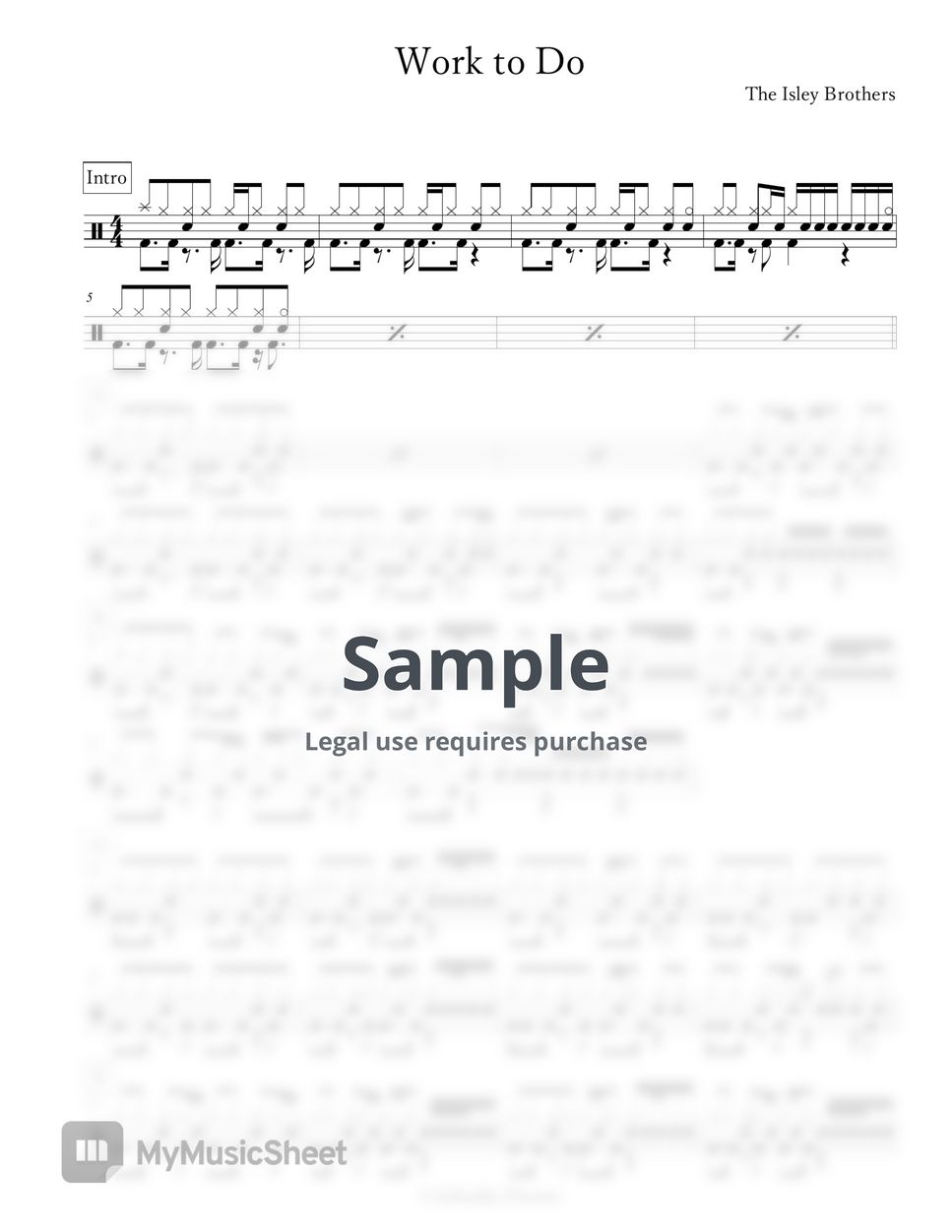 The isley brothers work to do sheets by arkadia drums