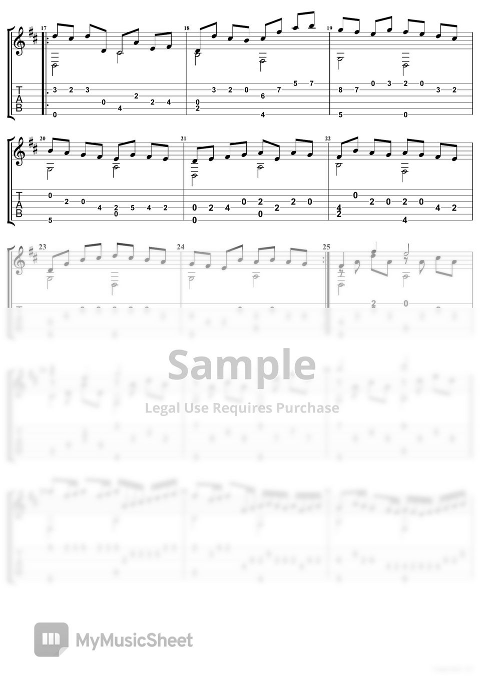 Johann Pachelbel Canon In D Major (Guitar Fingerstyle) Tab + 단선 악보 by