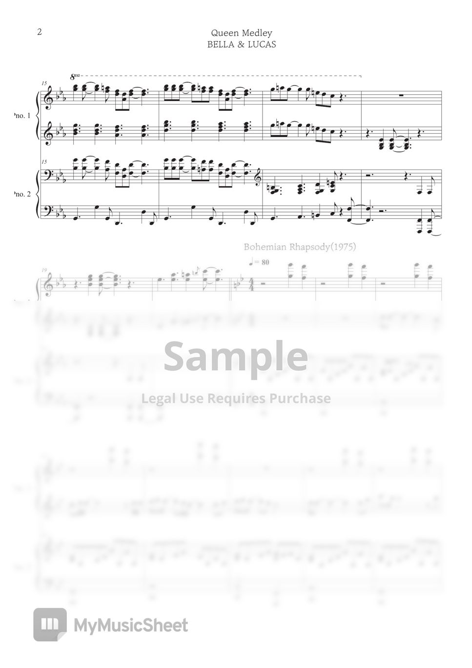 Bohemian Rhapsody OST (4hands piano) - Queen Medley Sheets by BELLA&LUCAS