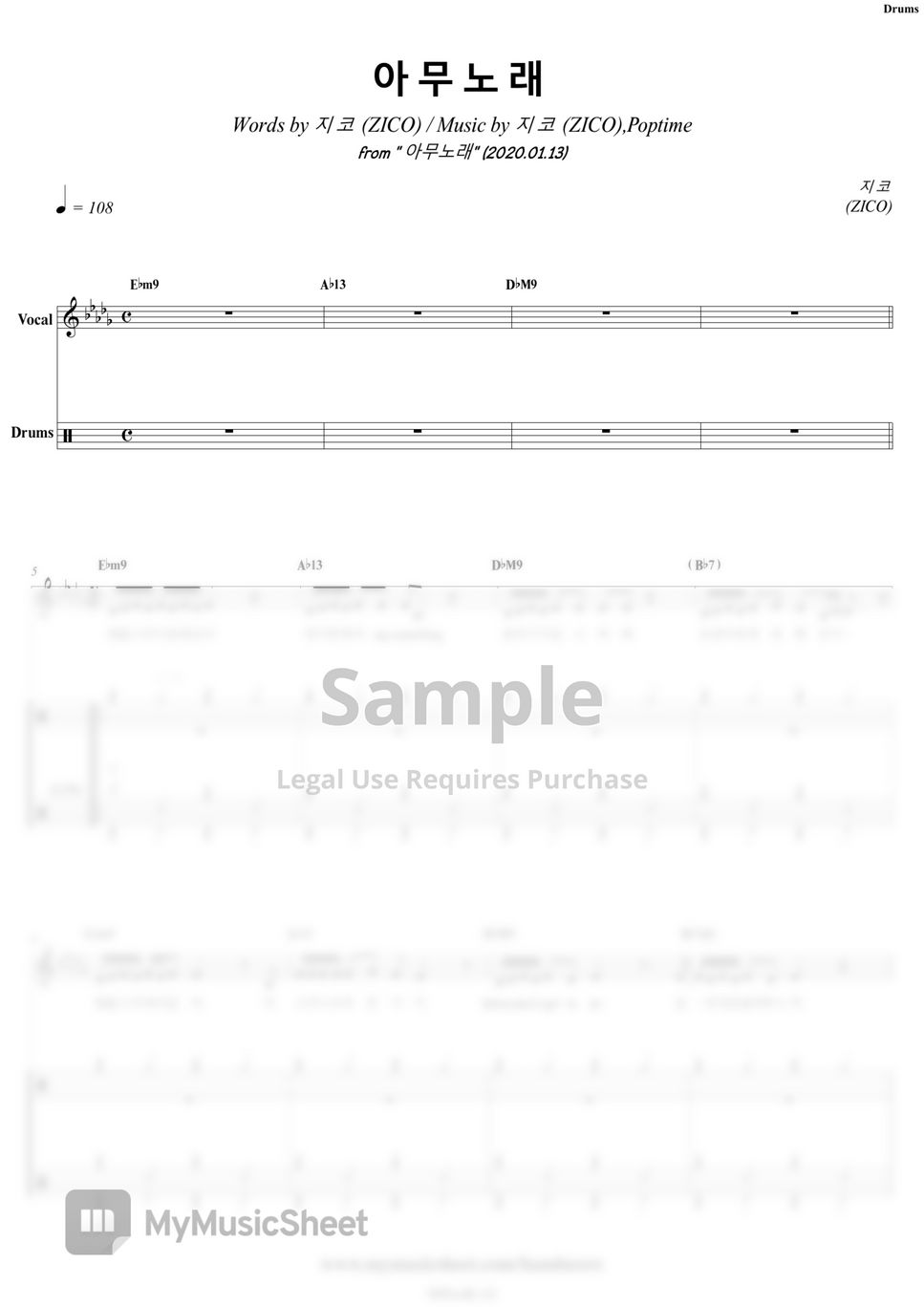 ZICO - Any Song | Drums Sheets