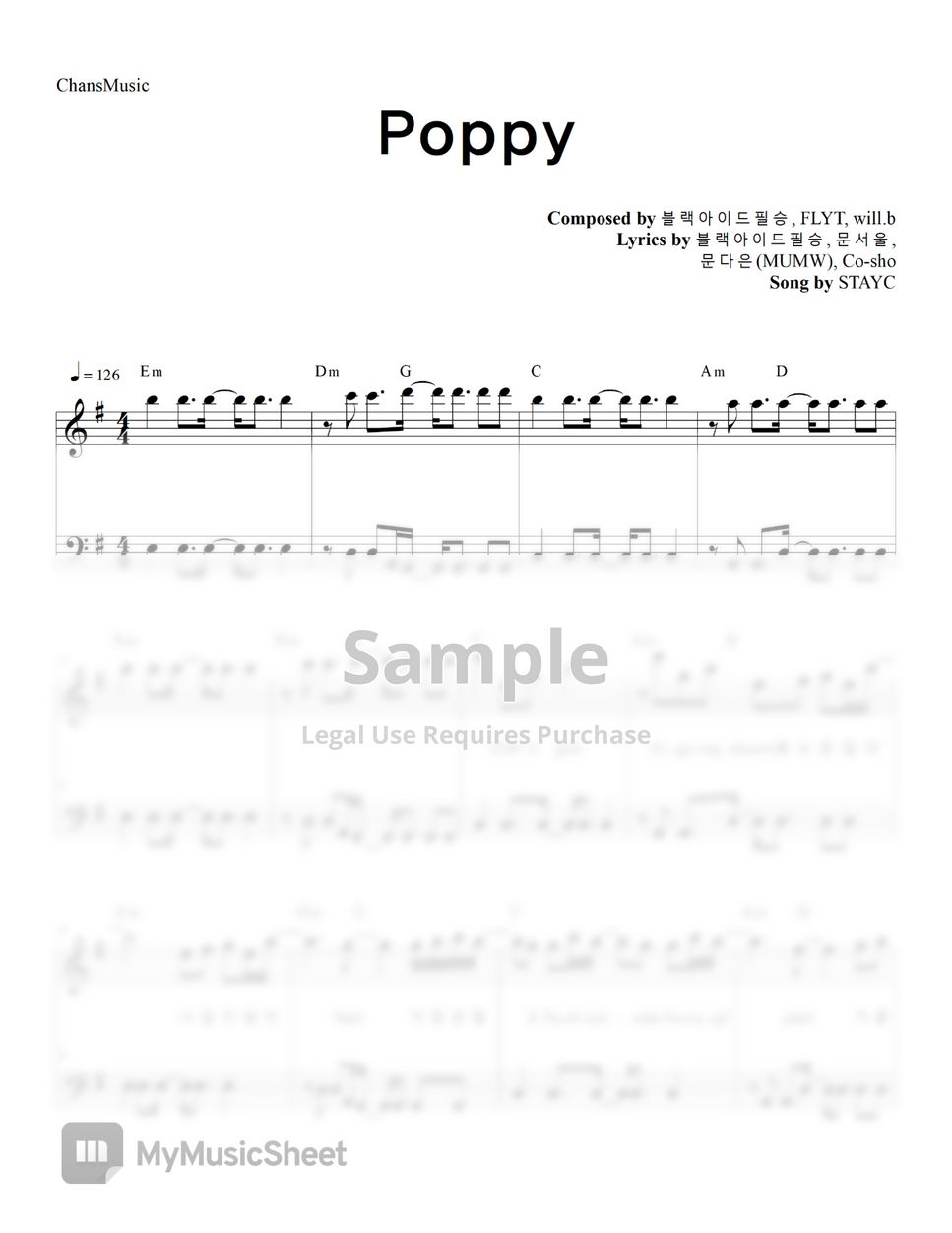 스테이씨 - Poppy (Easy Version) by 찬스뮤직