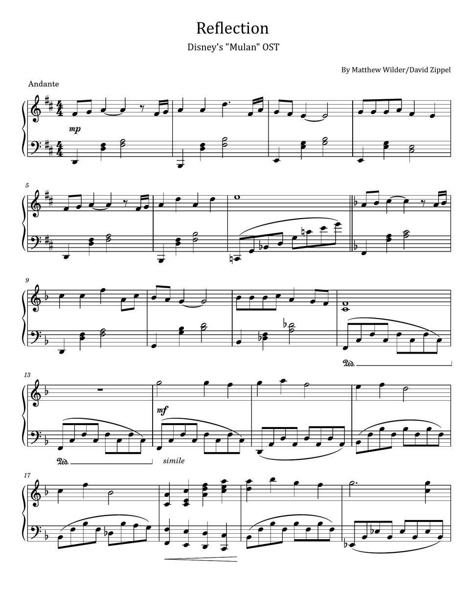 Matthew wilder david zippel reflection disney s mulan ost for easy
