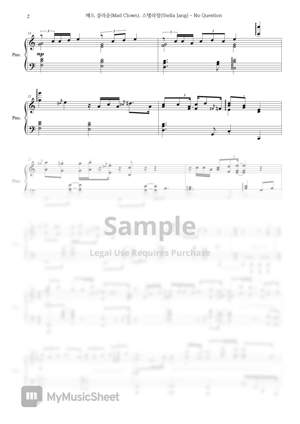 Mad Clown, Stella Jang - No Question Sheets by Pianolog