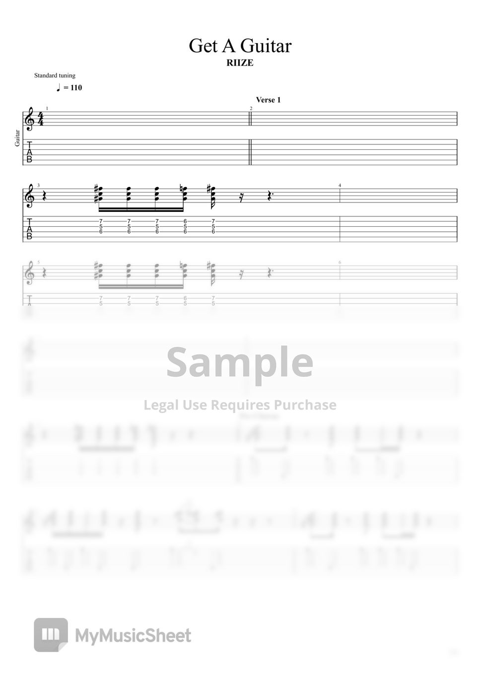 RIIZE - Get A Guitar TAB+1 Staff by Rob Ethereal